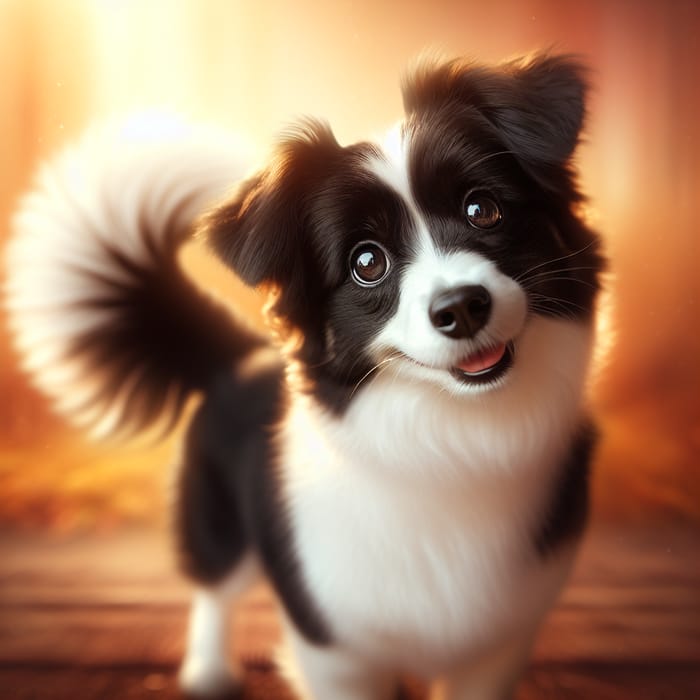 Adorable Black and White Dog | Playful Canine with Expressive Eyes