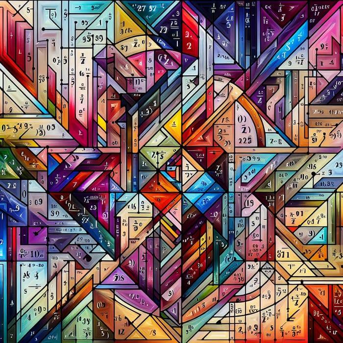 Geometric Art Inspired Abstract Composition with Mathematical Formulas