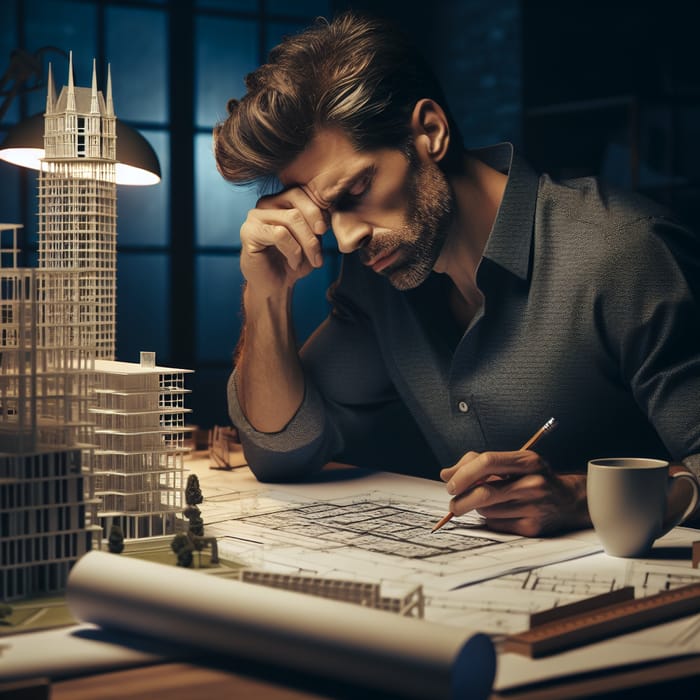 Exhausted Architect: Late Night Design Struggles