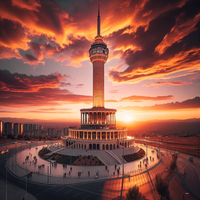 Ankara Atakule Sunset View | Majestic Architecture & Vibrant Sky