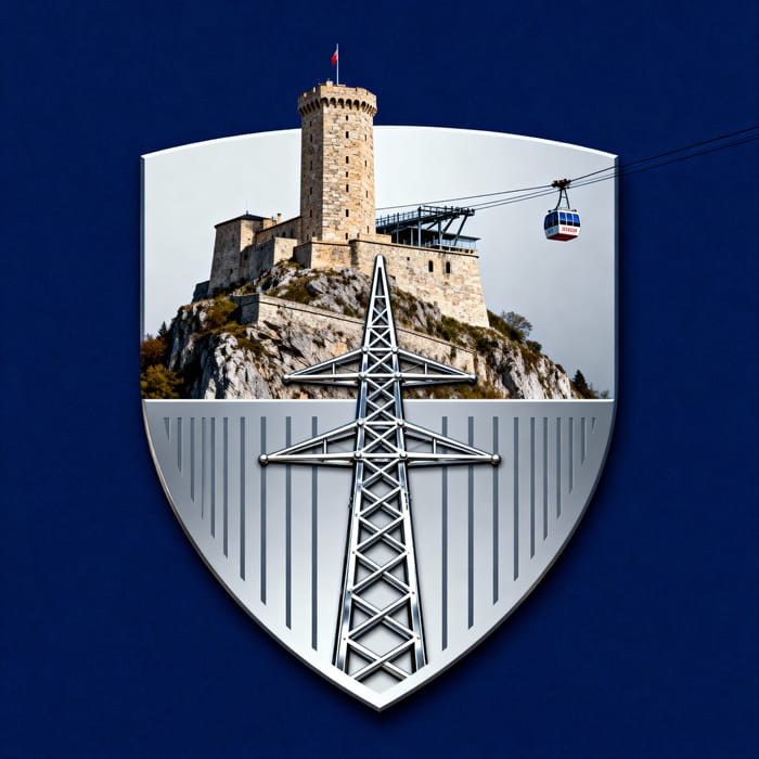 Bastille Grenoble Crest with Cable Car & Pylon Bastille Grenoble Crest with Cable Car & Pylon