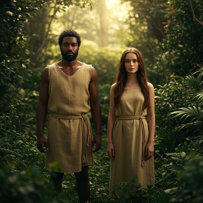 Adam and Eve with Clothes - A Unique Perspective