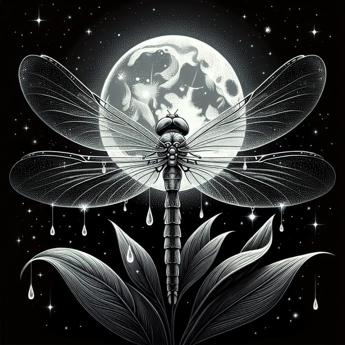 Weeping Dragonfly at Midnight | Full Moon Night Sky Beauty