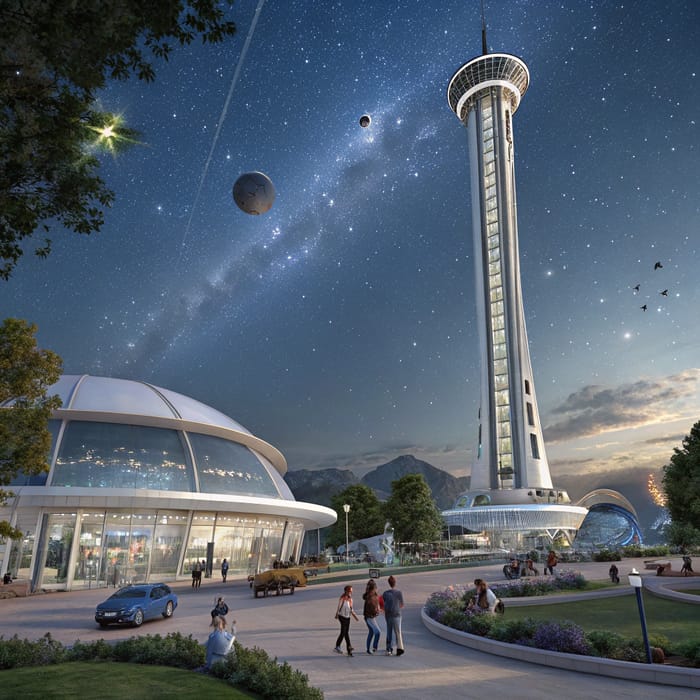 Futuristic Space Park with Elevator Experience