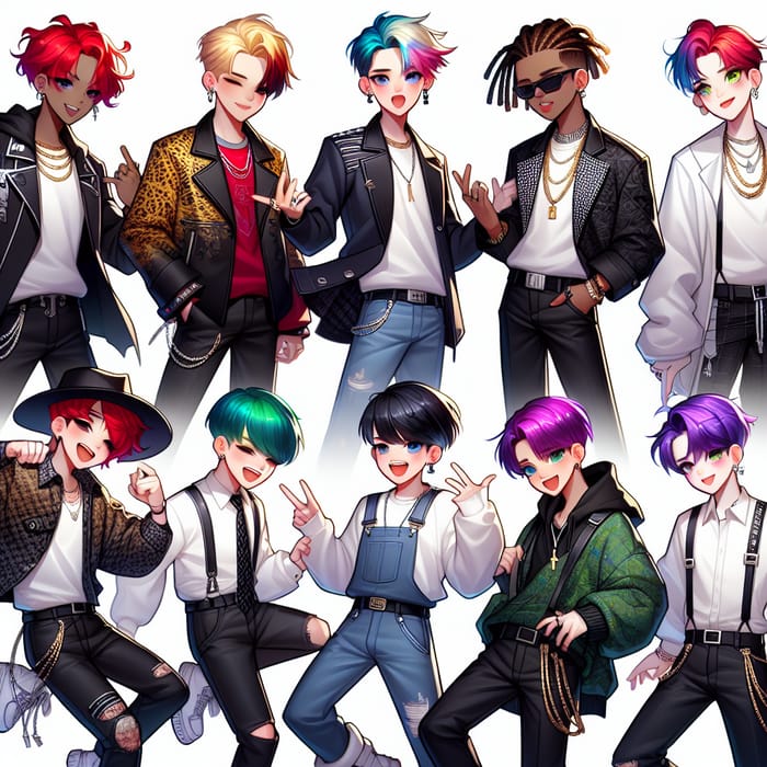 Vibrant Boyband of Seven Members | Pop & Street Fashion Icons