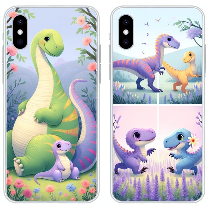 Adorable Dinosaur Couples Wallpaper for Phone | Prehistoric Romance