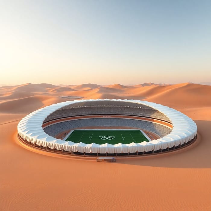 Hyper Realistic Olympic Football Stadium in the Desert