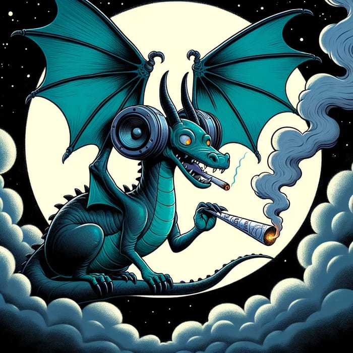 Noivern Pokemon Smoking Cigarette - Moonlit Night Scene Noivern Pokemon Smoking Cigarette - Moonlit Night Scene