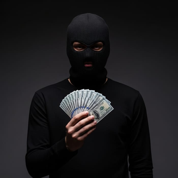 Mysterious Guy in Ski Mask Holding Money