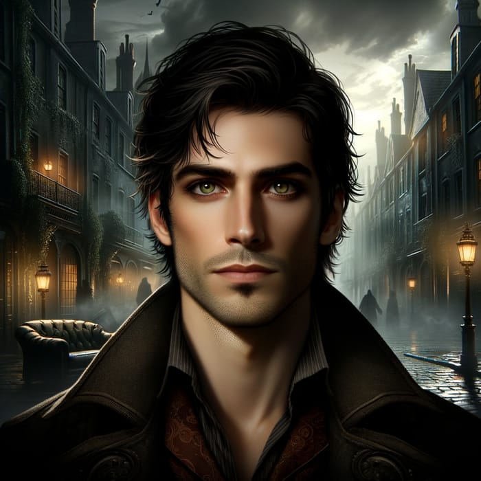 Grim Aristocrat: Hazel-Green Eyes, Jet-Black Hair, Age 27