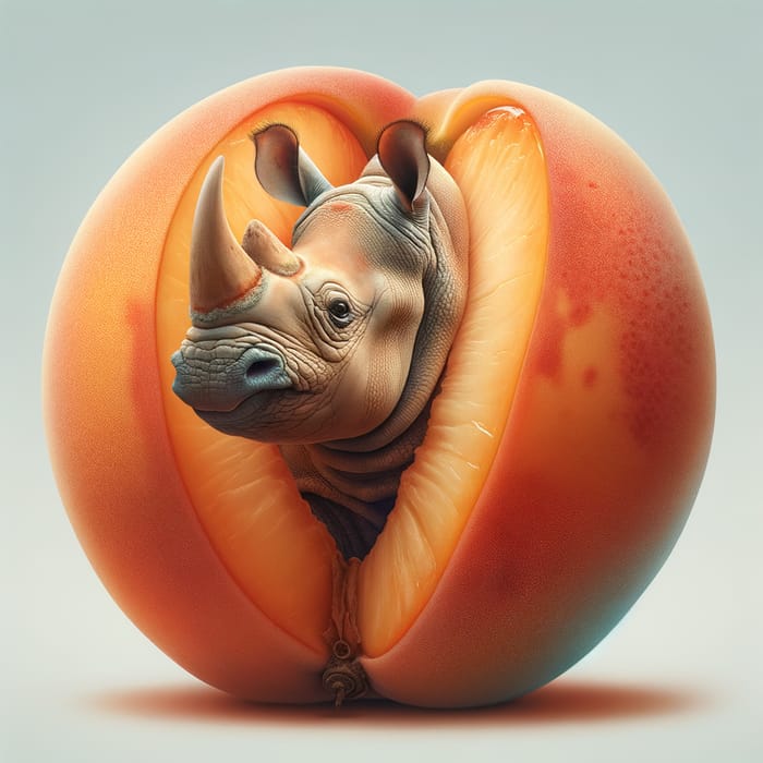 Unexpected Encounter: Rhino Emerges from Peach