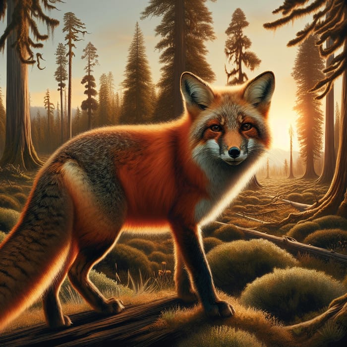 Magnificent Red Fox in Lush Forest Sunset