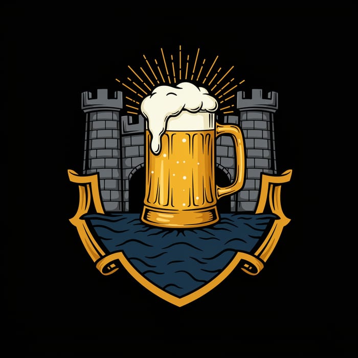 Brewery Crest Logo Design with Fortifications