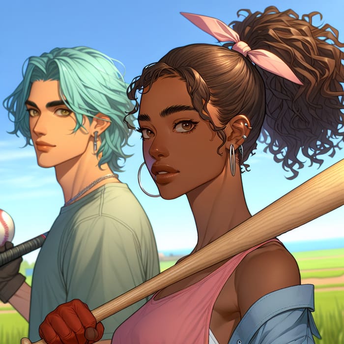 African Woman and Middle-Eastern Man in Casual Attire with Unique Hairstyles African Woman and Middle-Eastern Man in Casual Attire with Unique Hairstyles