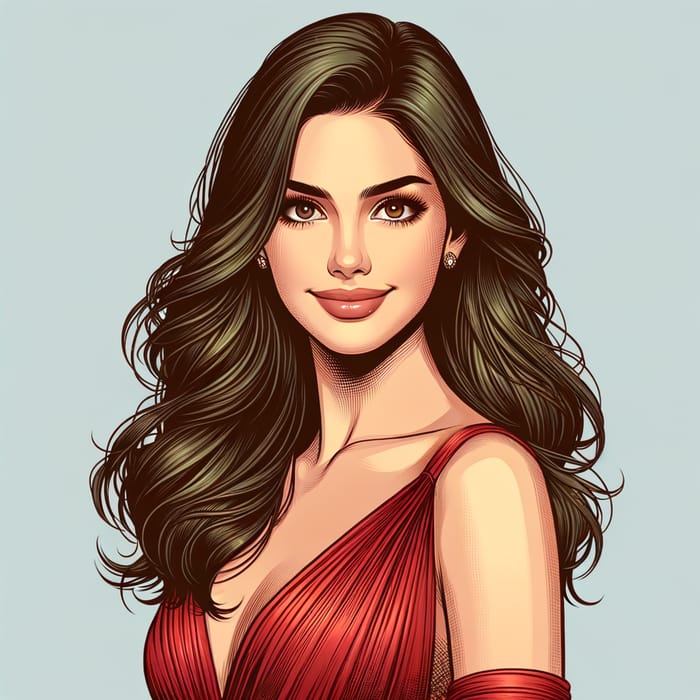 Captivating Penelope Cruz Look-Alike in Red Evening Gown