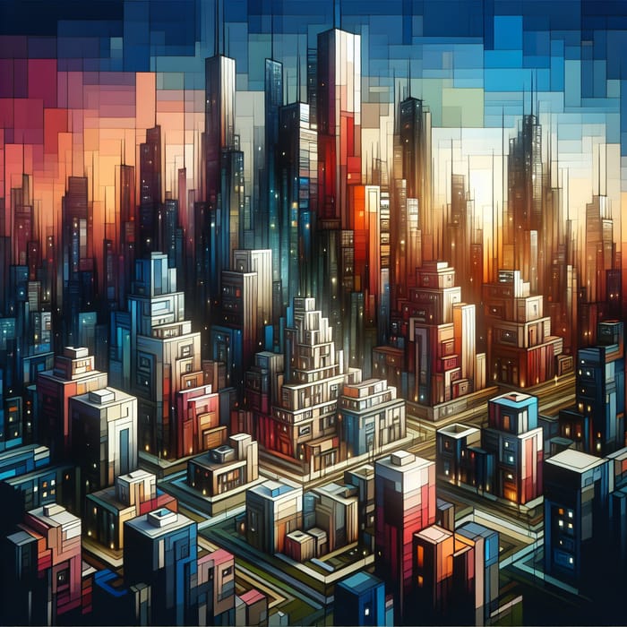 Abstract Cityscape Art: A Colorful Urban Experience