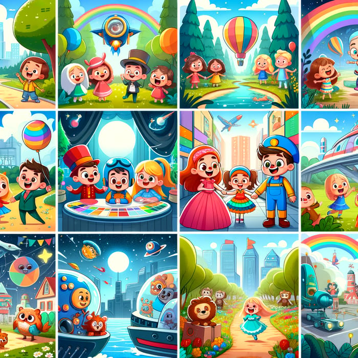 Cheerful Kids Cartoon Thumbnails for Fun Shows