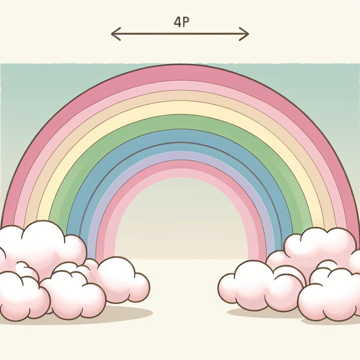 Picturesque Light Green-Pink Rainbow with Clouds