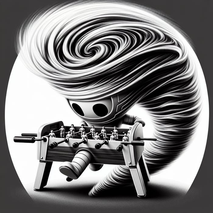 Highly Detailed Black and White Tornado Foosball Character Vector