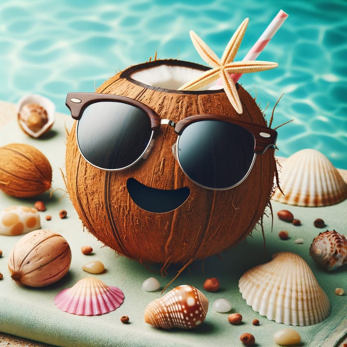 Coconut with Sunglasses - Fun Tropical Coco