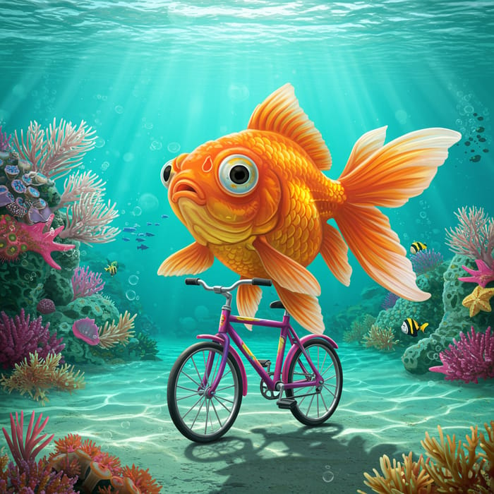 Fish Riding a Bicycle - Unique Art Design