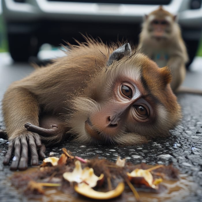 Monkey Fatality in Sad Road Accident