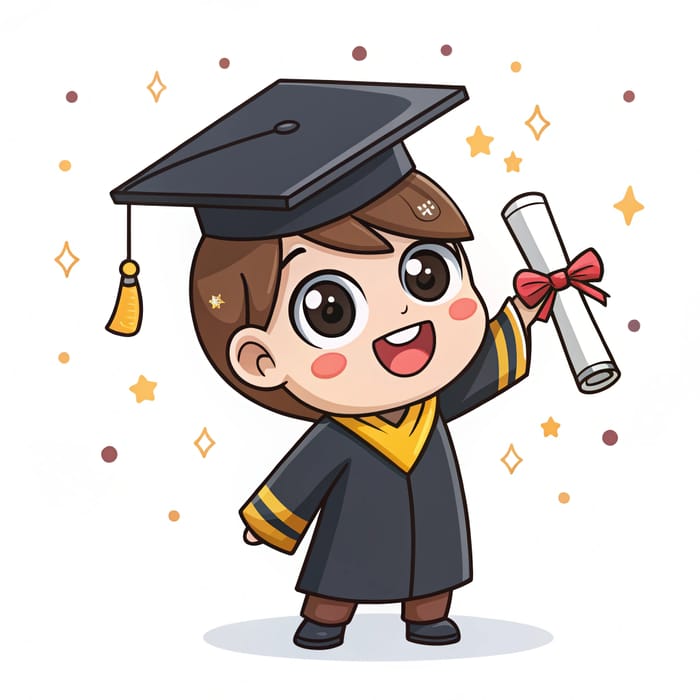 Cute Chibi Graduation Character Illustration