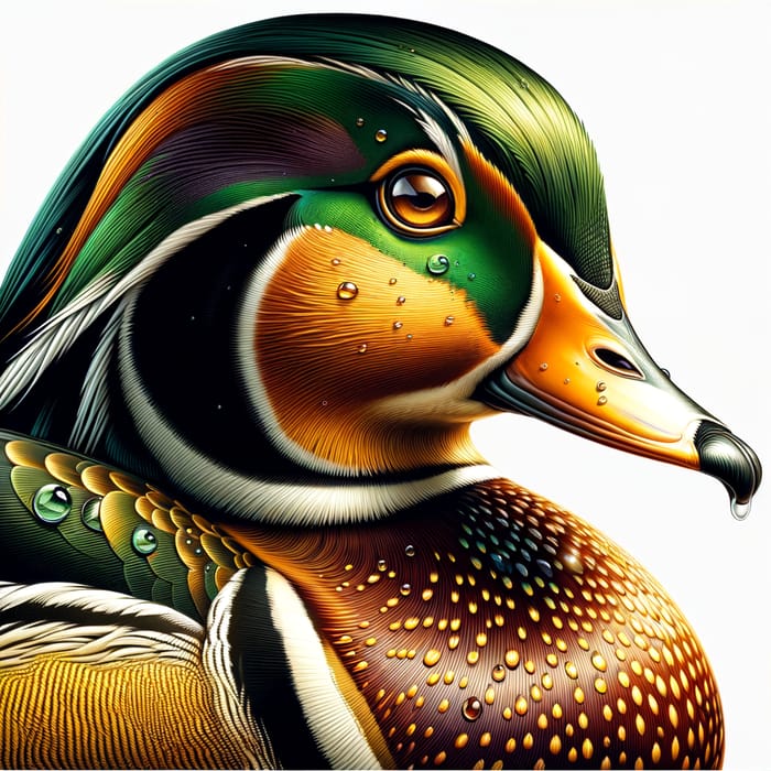 Vibrant Duck Image with Golden and Green Feathers