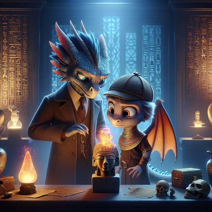 Mystery of Detective Dragon Ember & Professor Everbright in Ancient Pharaoh's Exhibit