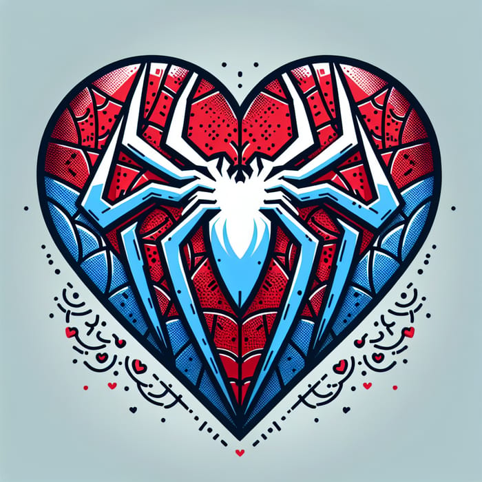 Spiderman Heart Design | Red & Blue Stylized Pattern