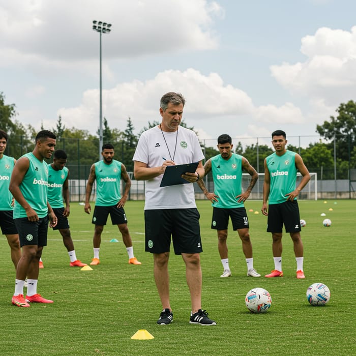 Sport Scientist Analyzing Soccer Players on the Pitch