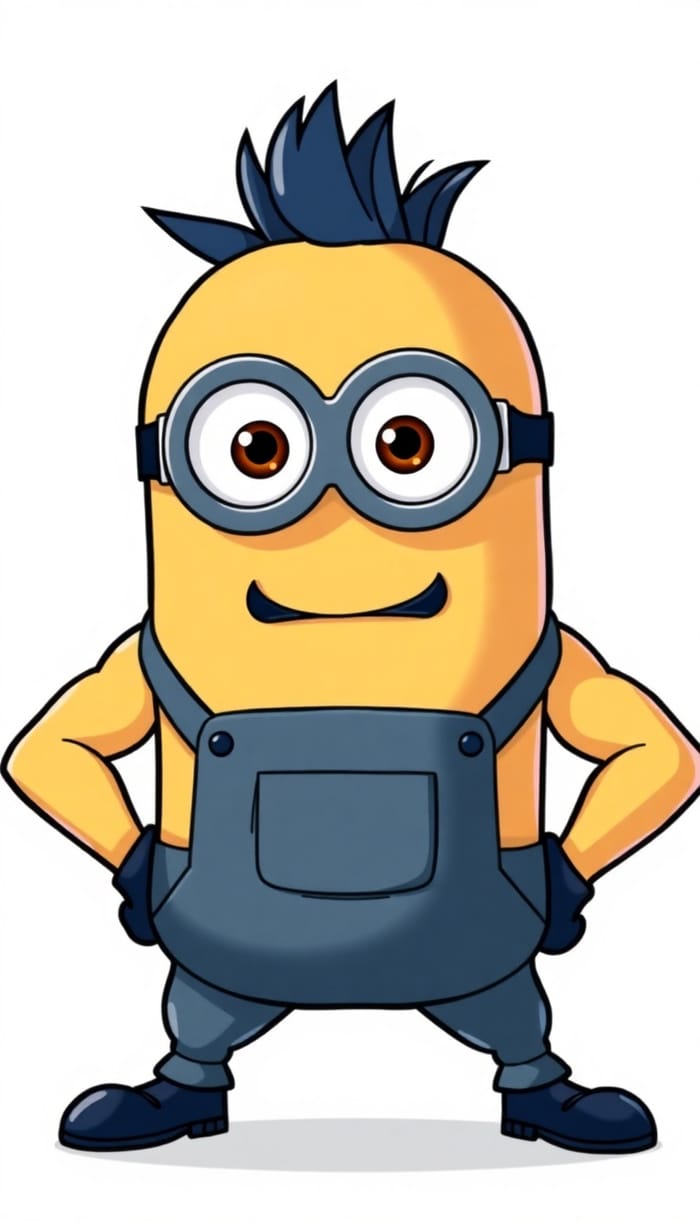 Muscular Minion with Slicked-Back Hair | Cartoon Style