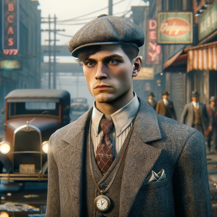 Thomas Shelby in GTA 5 Art | Gritty 1920s Urban Scene