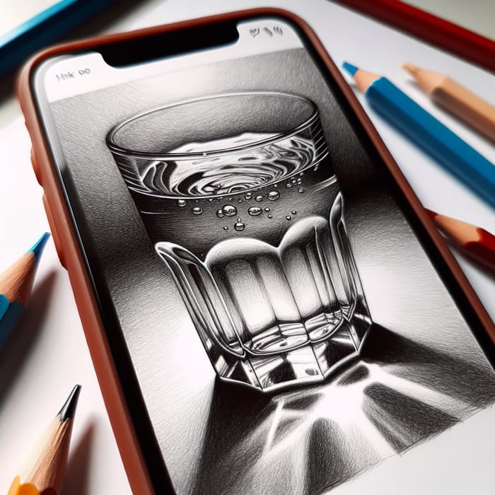 Hand-drawn Water Glass Sketch by Grade 12 Student