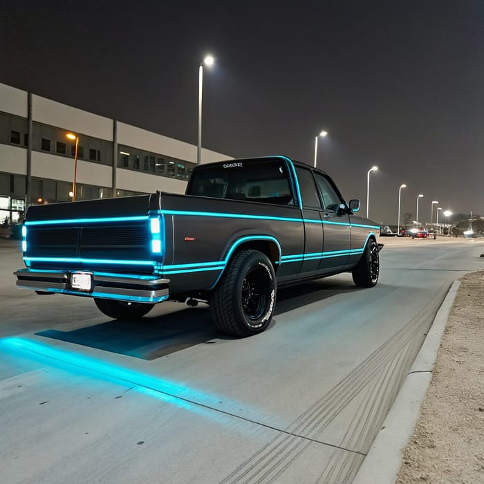 Truck Neon Blue Line Art - Unique Designs