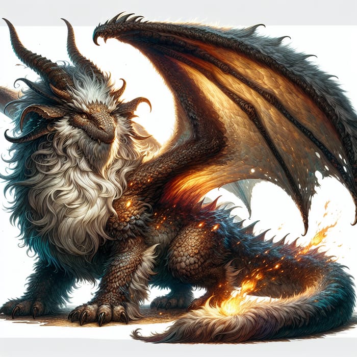 Furry Dragon: A Fantastical Beast with Soft Fur and Fiery Breath