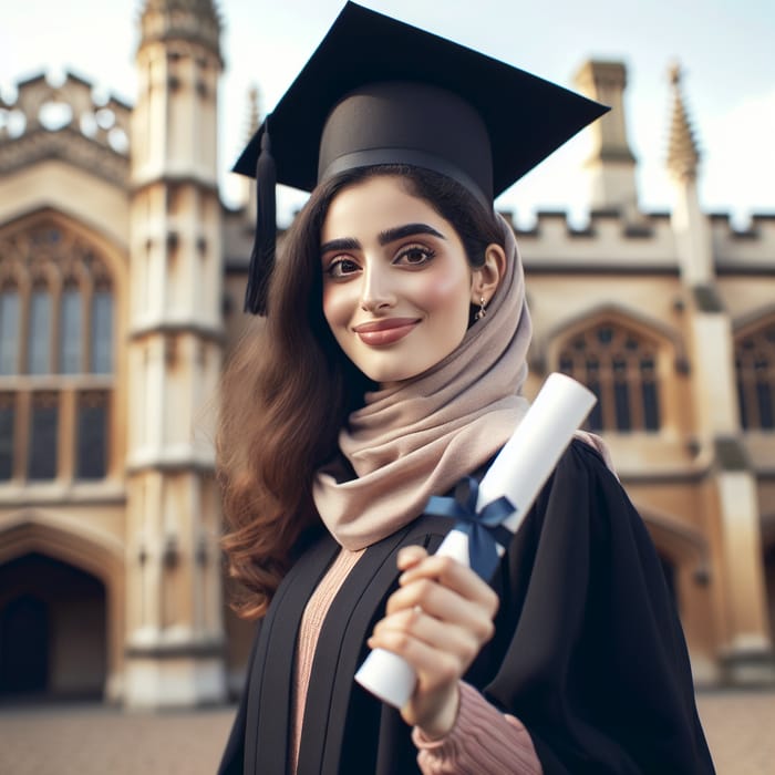 Cambridge University Graduation: Proud Middle-Eastern Woman Cambridge University Graduation: Proud Middle-Eastern Woman