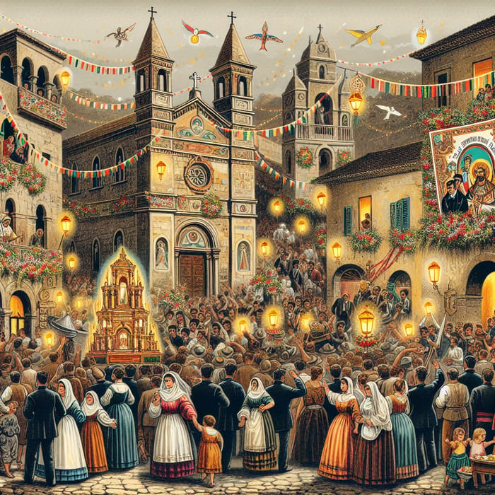 Feast of San Gennaro Celebration Illustration - Festive Gathering