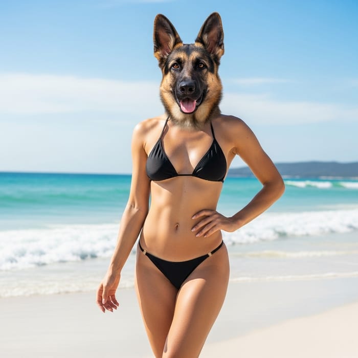 Anthropomorphic Model: German Shepherd Dog-Headed Woman Anthropomorphic Model: German Shepherd Dog-Headed Woman