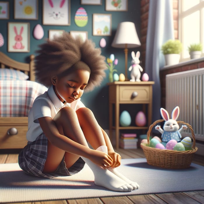 Captivating 6-Year-Old African Descent Schoolgirl Home Scene