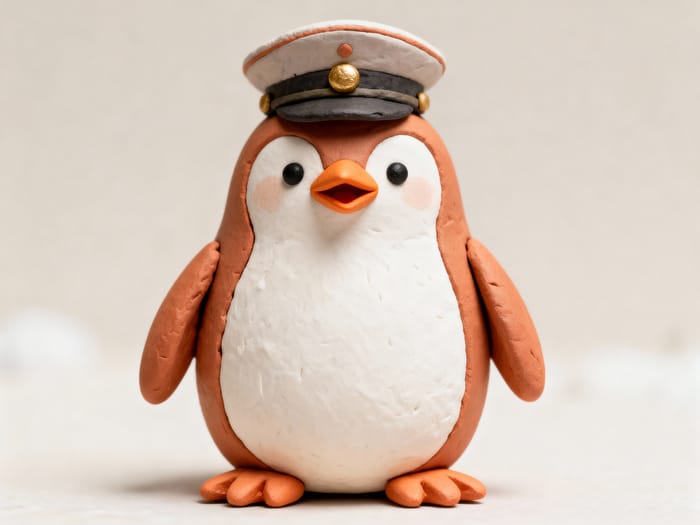 Claymation Penguin with Soldier Hat - Cute & Unique