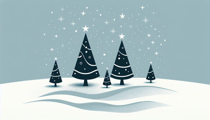 Minimalistic Christmas Trees in Serene Snow Landscape