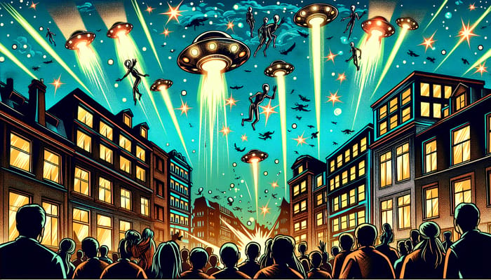 Comic Book Style Alien Invasion Visuals