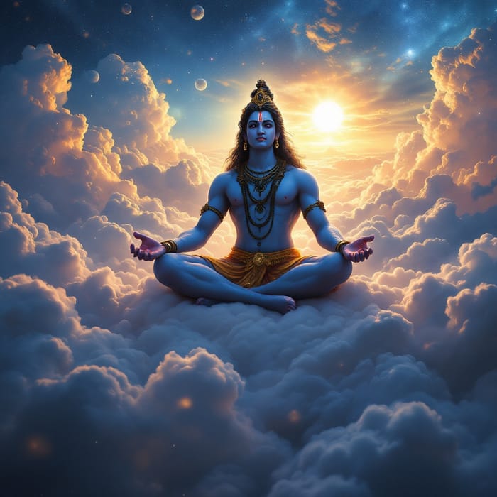 Lord Vishnu Gazing at Earth from the Cosmos