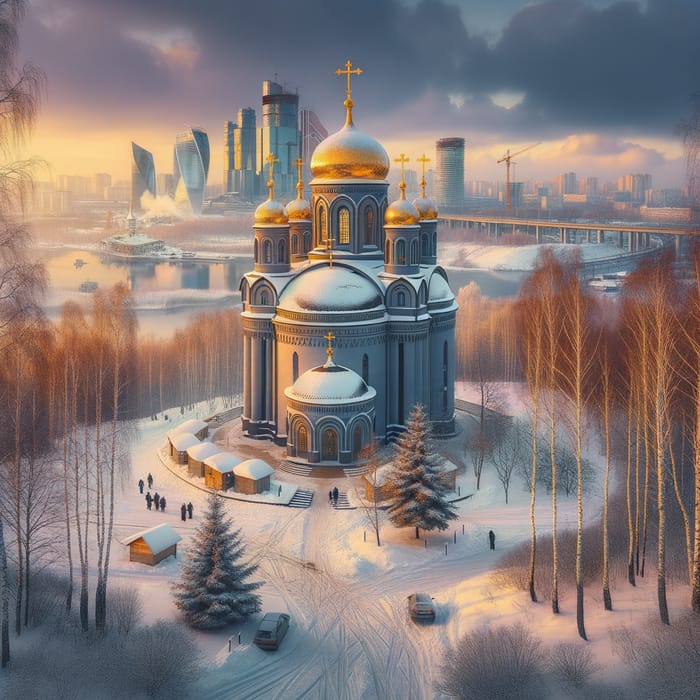 Picturesque View of Russia: Urban-Rustic Winter Landscape