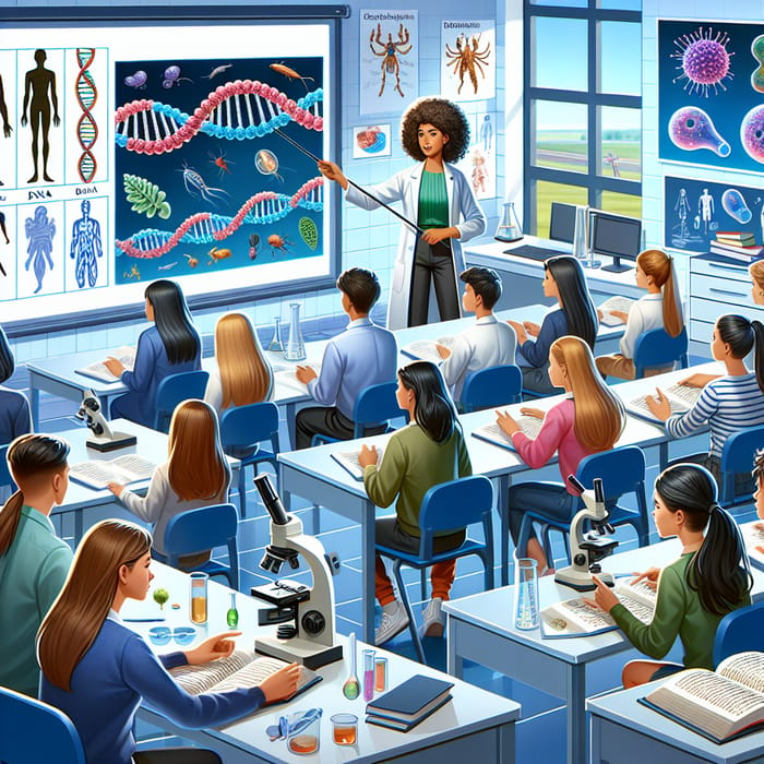 Vibrant Biology Classroom Illustration | Interactive Education