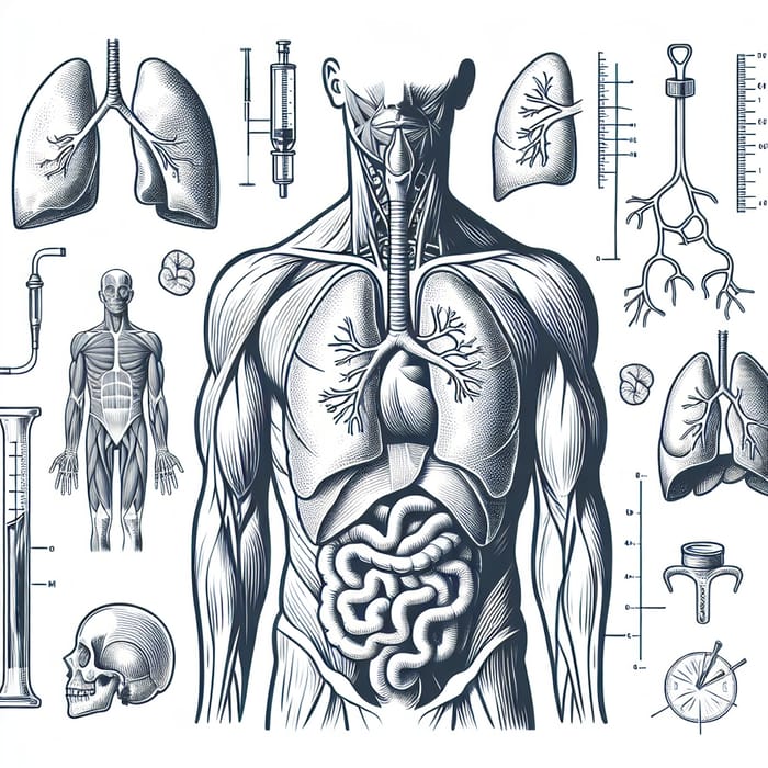 Monochromatic Respiratory System Diagram - Anatomy Study