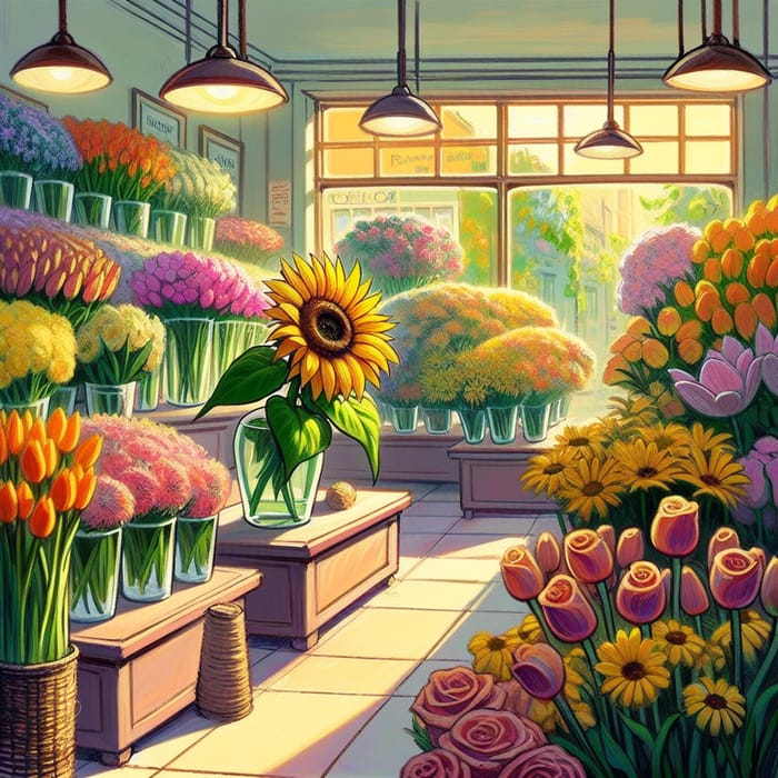 Vivid Animated Sunflower Stands Out Among Floral Beauties