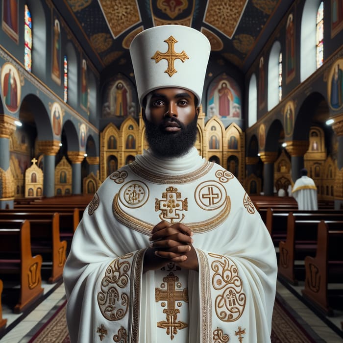 Ethiopian Orthodox Church Priest in Traditional Attire