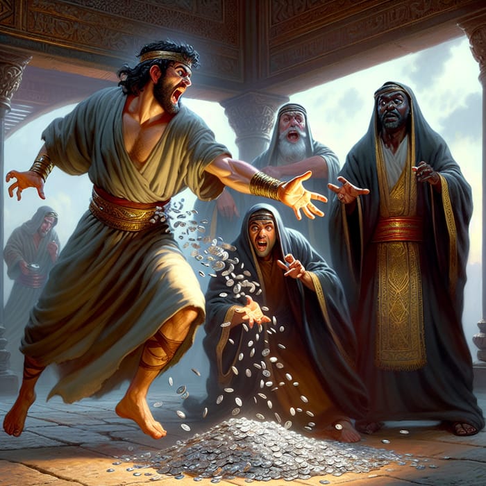 Biblical Scene: Judas Betrays with Silver Coins